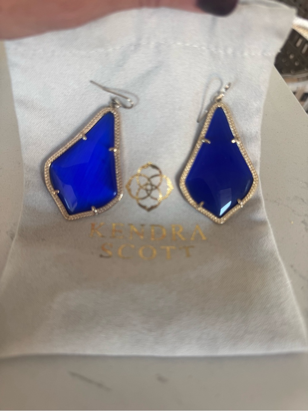 Kendra Scott Royal Blue Faceted Shield Drop Earrings